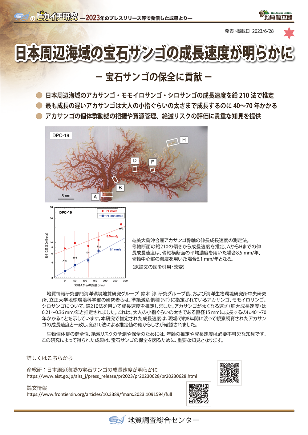 日本周辺海域の宝石サンゴの成長速度が明らかに