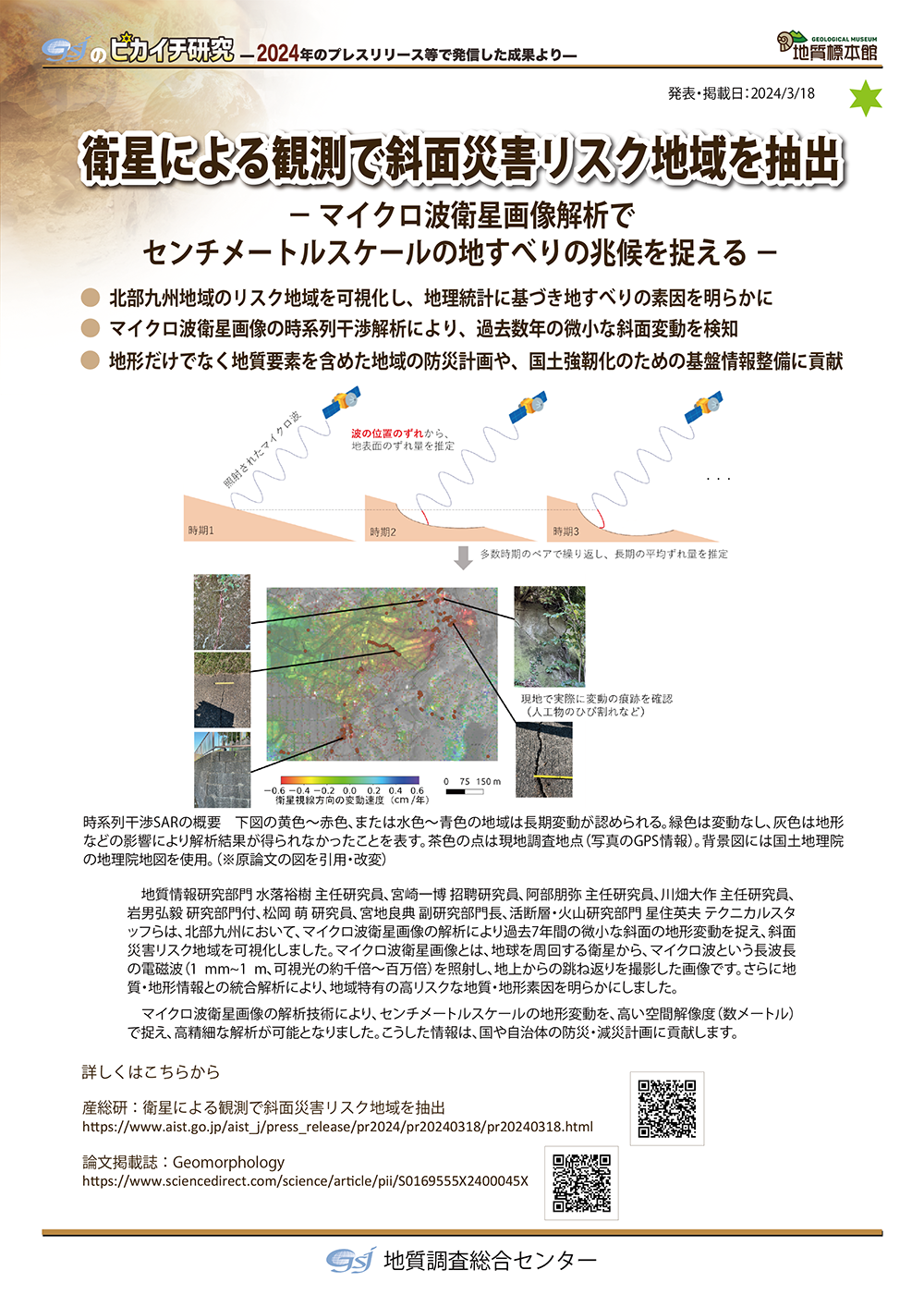 衛星による観測で斜面災害リスク地域を抽出
― マイクロ波衛星画像解析でセンチメートルスケールの地すべりの兆候を捉える ―