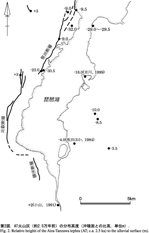 AT火山灰の分布高度