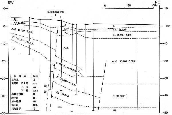 汰上測線沿いにおける群列ボーリング調査結果