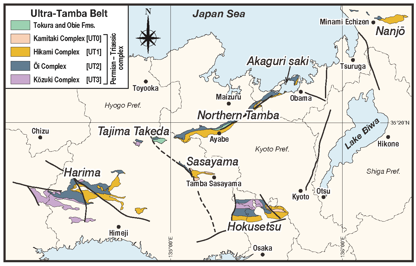 Distribution and stratigraphic classification of the accretionary complex in the Ultra-Tamba Belt,northern Kinki district